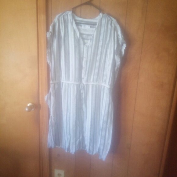 Time And Tru Plus Size Women's Striped  Drawstring Waist Dress Size 3X - Picture 2 of 4